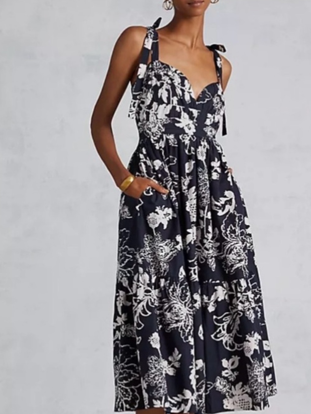 Girls Navy and White Floral Sundress